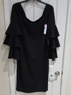 Premier AMOUR Black Ruffle Sleeve Women’s Dress SIZE 10